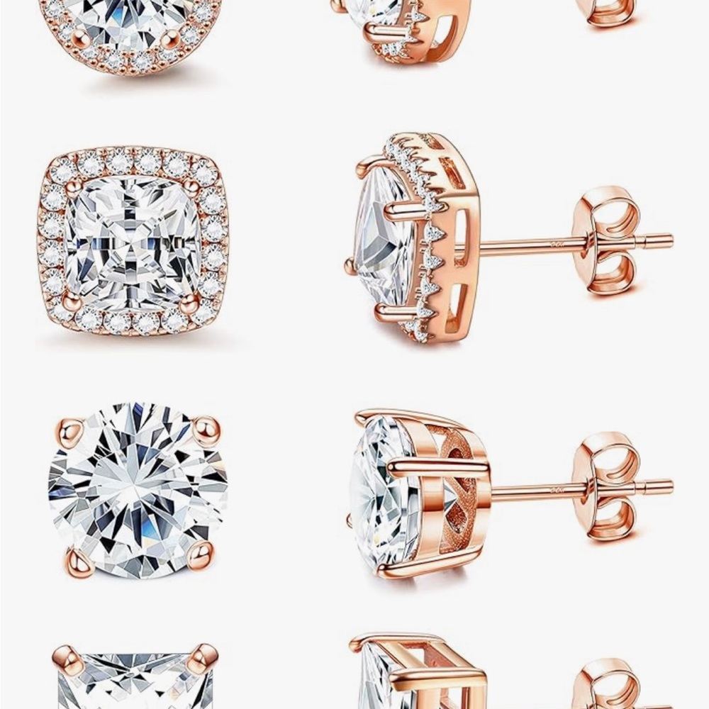Absolutely stunning  Cubic Zirconia Studs Earrings | 18K Rose Gold , rare - Picture 7 of 8
